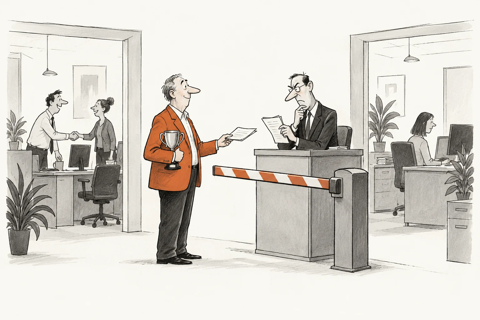 A supplier already working inside a large client is asked by another division for a reference from that same client. Two neighbouring departments treat one another as strangers.
